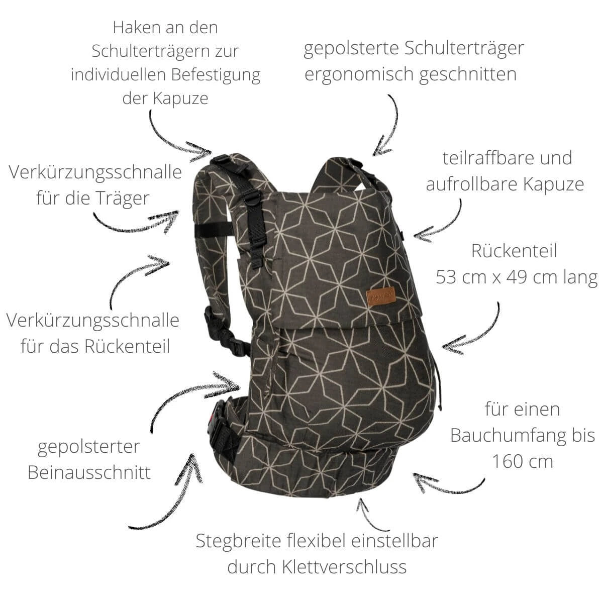 Buckle Toddler – Grenada Natural Linen – Ergonomische Kleinkindtrage – Baumwolle und Leinen – 9–25 kg – Hoppediz