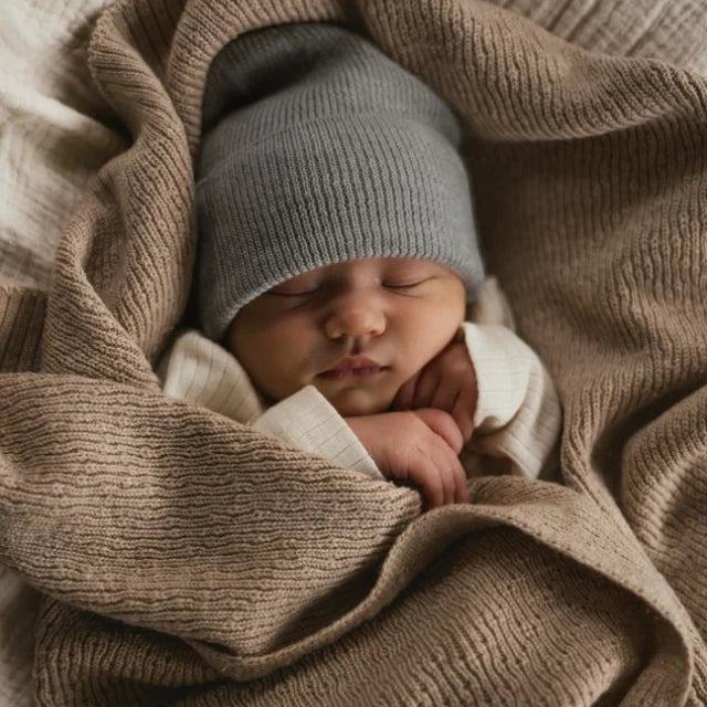 Knitted beanie - Fonzie newborn - Merino wool - HVID