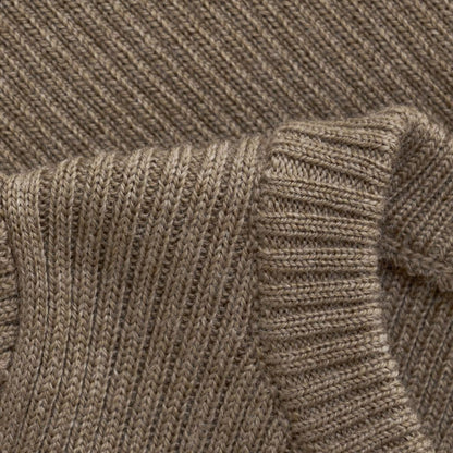 Gebreid vestje - Merino wol - Cocoa Creme/bruin - CeLaVi close