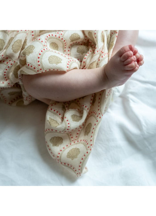 Hydrofiele swaddle Jana - Biologisch katoen - 120 x 120 cm - Block shell/schelpjes - That's mine