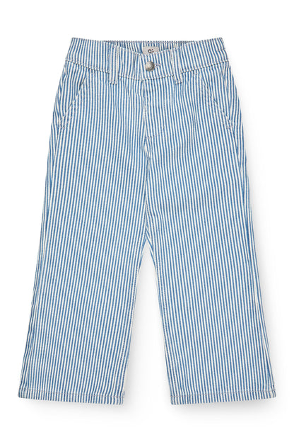 Gestreepte twill broek - Wide leg & geborduurd detail - Spijkerbrok - Copenhagen Colors voor