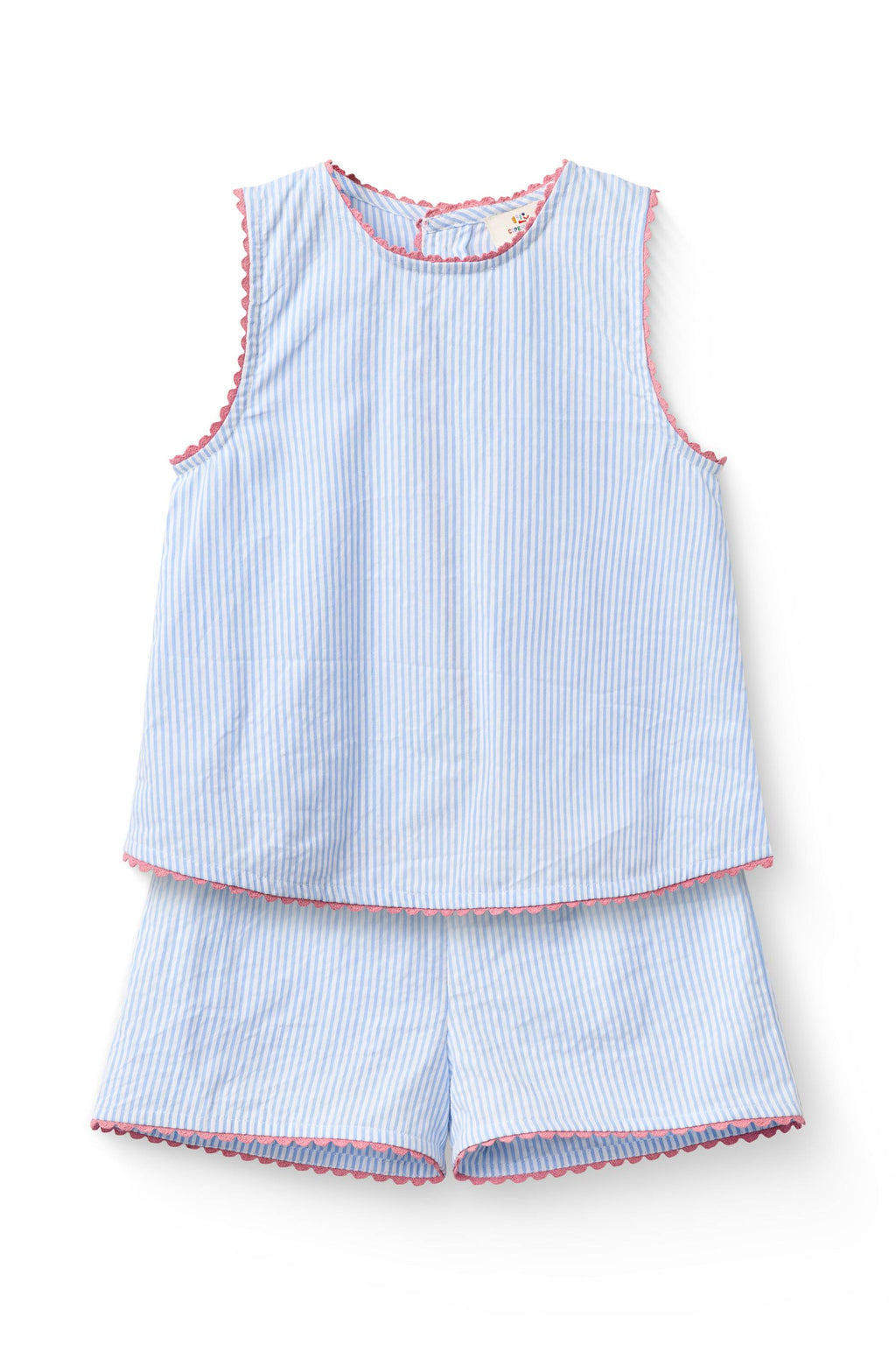 Top met broekje set - Biologisch katoen - Sky blue/gestreept - Copenhagen Colors voor