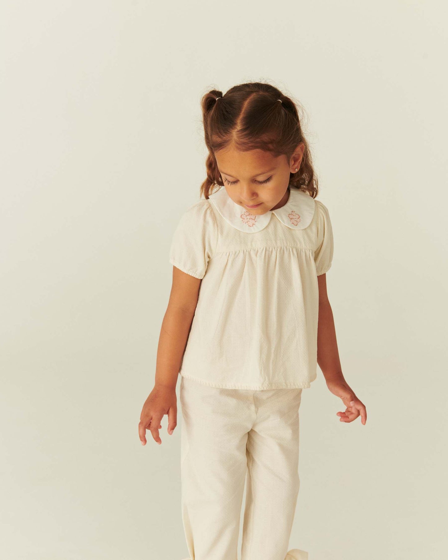 Pants with bow details - Organic cotton - Cream/white - Copenhagen Colors