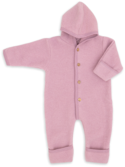 Buitenpak/jumpsuit - Biologische Wol fleece - Engel Natur rosewood melange roze
