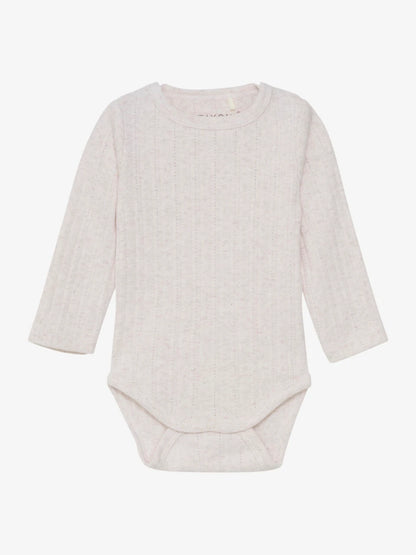 Fixoni - Body LS Melange - Pointelle - Romper met lange mouwen - 100% katoen