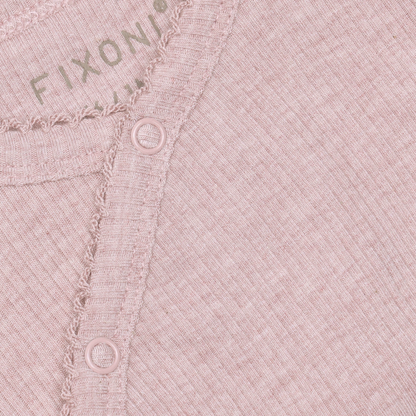 Overslag romper lange mouw - Modal/Katoen - Pale Mauve Melange - Fixoni close up