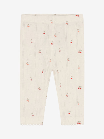 Legging pointelle - Biologisch katoen - Kersjes/Ecru - Fixoni voor