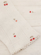 Legging pointelle - Biologisch katoen - Kersjes/Ecru - Fixoni close up