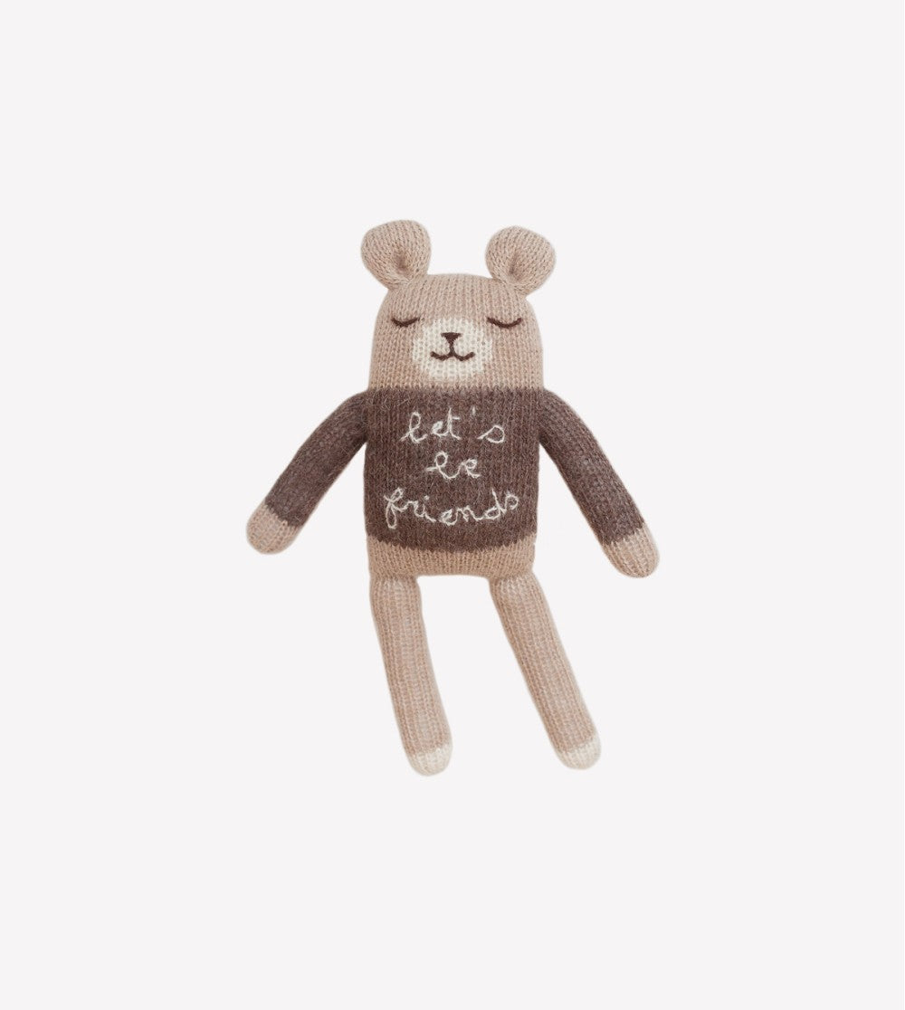 Knitted teddy bear - 'Let's be friends' teddy - Alpaca wool - Main Sauvage x Organic Zoo