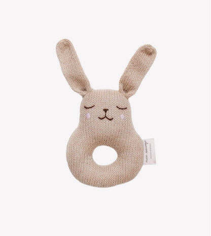 Soft rattle - Rabbit/Bunny rattle - Alpaca wool - Sand/Beige - Main Sauvage