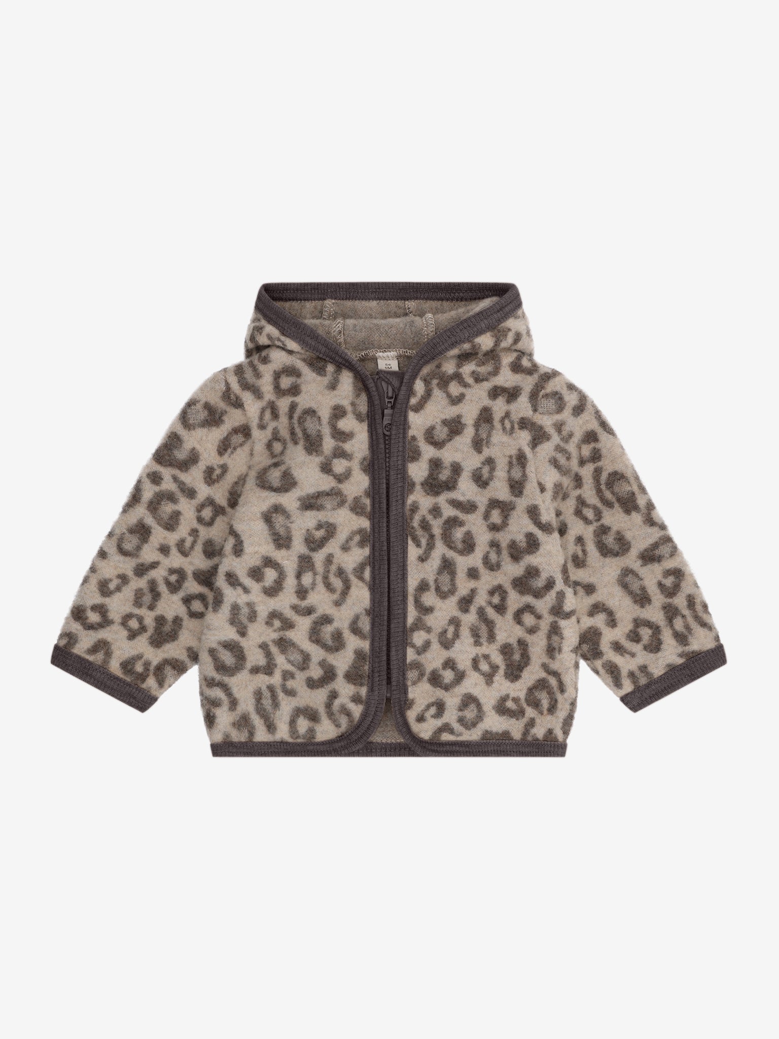 Jasje van merino wool fleece - Jacquard/Panterprint - Camel Melange - 100% wol - HUTTEliHUT voorkant