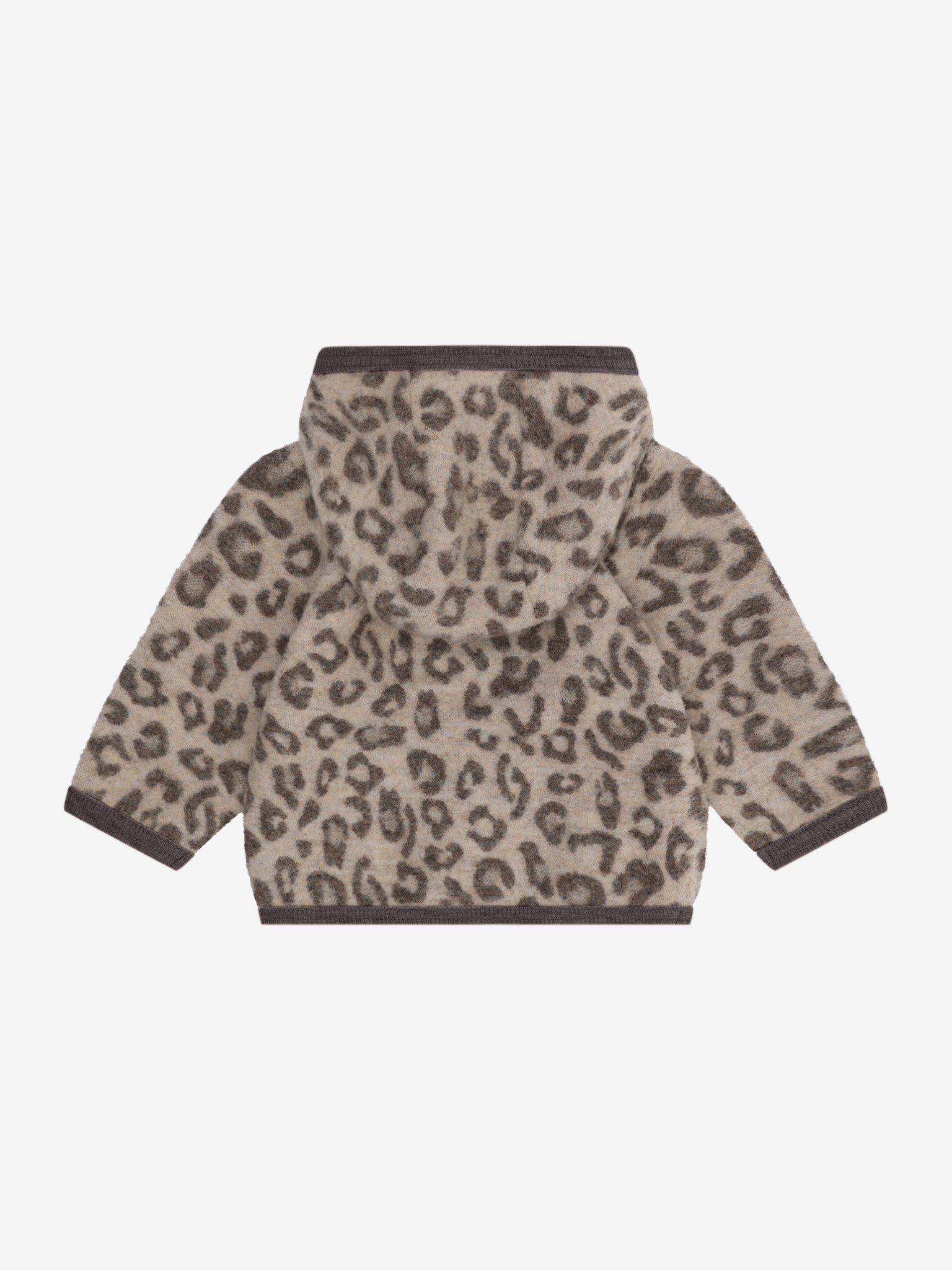 Jasje van merino wool fleece - Jacquard/Panterprint - Camel Melange - 100% wol - HUTTEliHUT achterkant