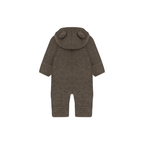 Buitenpak met berenoren van merino wol fleece - Brown Melange - HUTTEliHUT achter