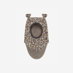 Balaclava met oortjes - Merino wol fleece - Jacquard/panterprint - Camel Melange - HUTTEliHUT
