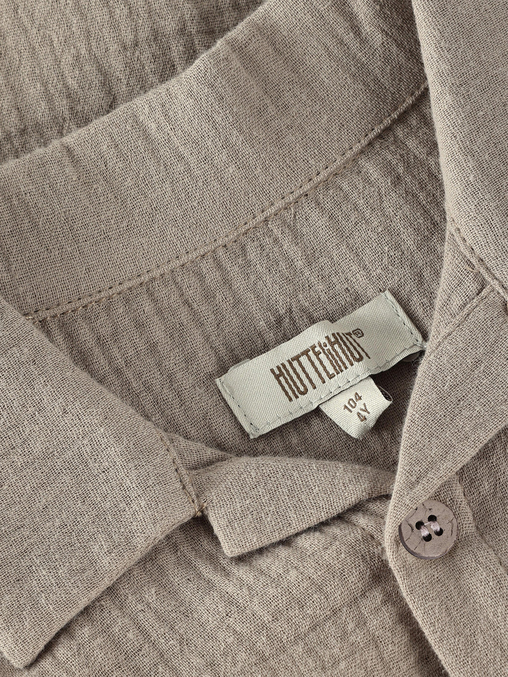 Blouse korte mouw - Biologisch katoen/mousseline - Bruin/Moon Rock - Huttelihut close up