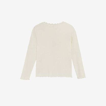 Top lange mouw - Modal katoen - Tofu/off white - Huttelihut achter