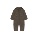 Buitenpak met berenoren van merino wol fleece - Brown Melange - HUTTEliHUT voor