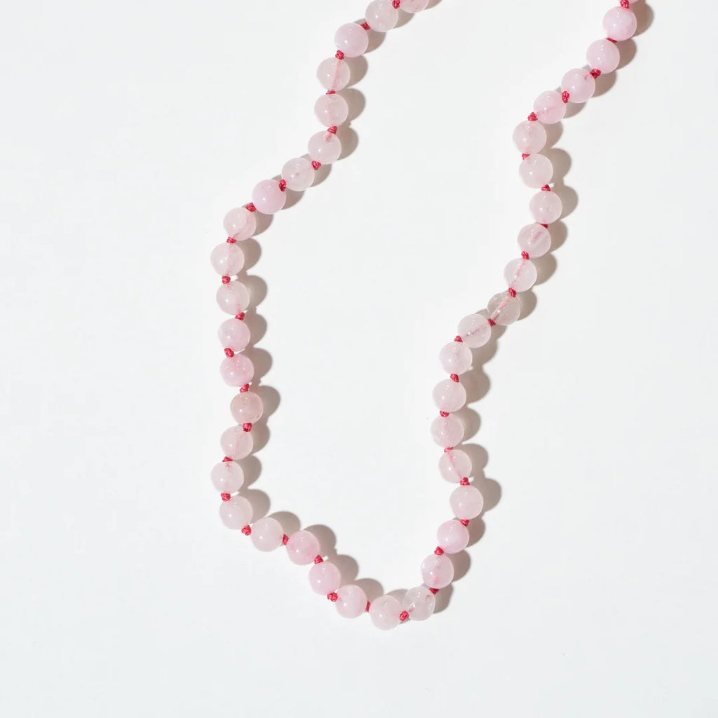 Rose Quartz Adult Necklace – Women's natural rose quartz necklace – 925 sterling silver clasp – Nirrimis