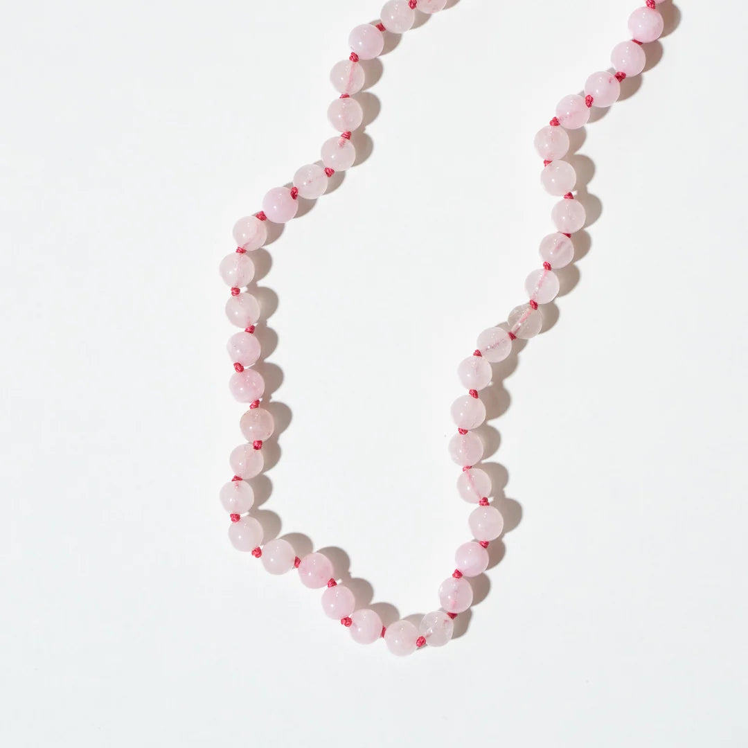 Rose Quartz Adult Necklace – Collier femme en quartz rose naturel – Fermoir argent 925 – Nirrimis