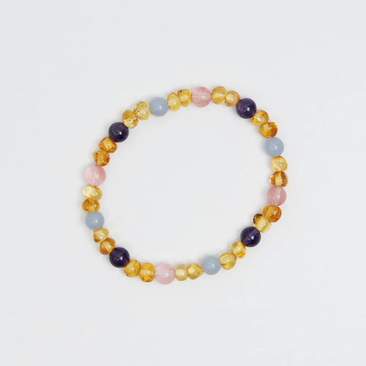Bernstein- und Edelsteinarmband - Bobbie - 14 cm - Kinder 0-3 Jahre - Nirrimis