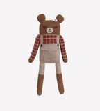 Grote knuffelbeer Milo Sienna Plaid – 100% baby alpaca – Main Sauvage