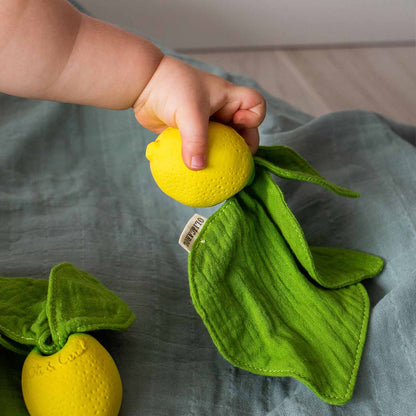 Mini knuffeldoekje & bijtring Lou the Lemon - Natuurrubber & mousseline - Oli&Carol