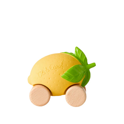 Speelgoedauto Lou the Lemon met garage & racebaan - 0+ jaar - Natuurrubber & FSC-hout - Oli&Carol