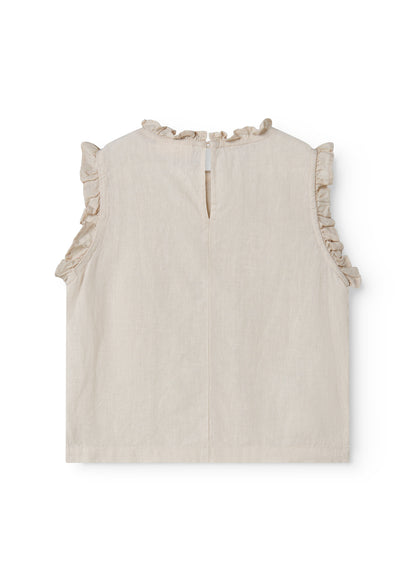 Linnen top Tirra - Kit/Beige - MarMar Copenhagen achter