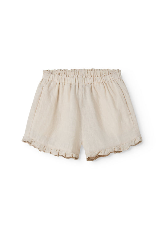 Linnen kort broekje - Pala Frill - Kit/Beige - MarMar Copenhagen voor