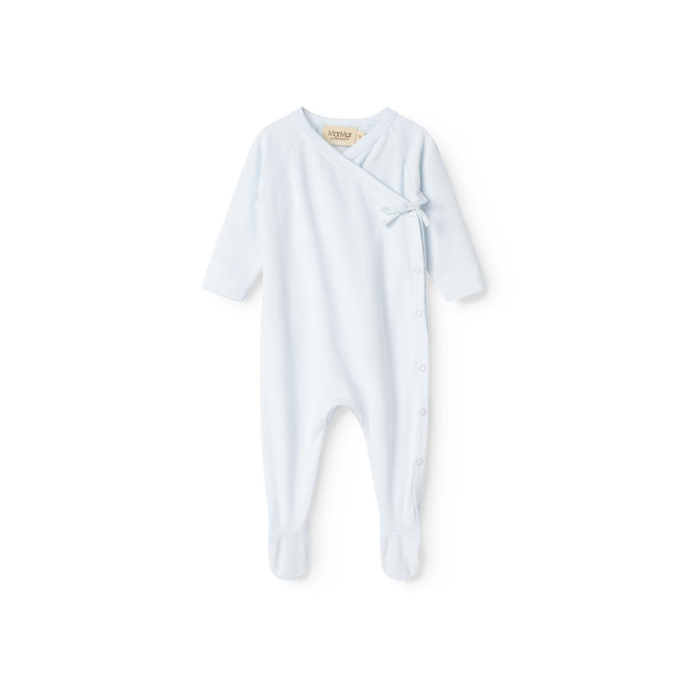 MarMar Copenhagen Rula Modal Boxpak met Voetjes  Zacht Overslag Baby Jumpsuit Biologisch Katoen en TENCEL™ Modal light blue lichtblauw