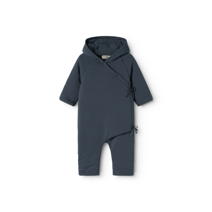 MarMar Copenhagen Rex Modal Baby Jumpsuit – Warm Padded Boxpak met Capuchon & Omvouwbare Handjes/Voetjes blue donkerblauw navy