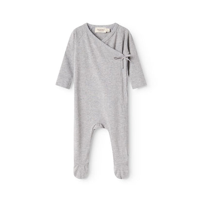MarMar Copenhagen Rula Modal Boxpak met Voetjes  Zacht Overslag Baby Jumpsuit Biologisch Katoen en TENCEL™ Modal light grey melange grijs
