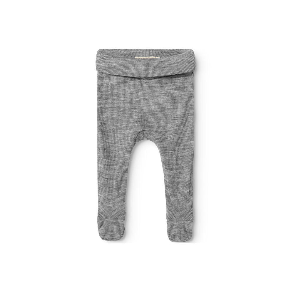 Broekje met voetjes - Pixa Wool Rib - Merinowol- MarMar Copenhagen grey melange grijs
