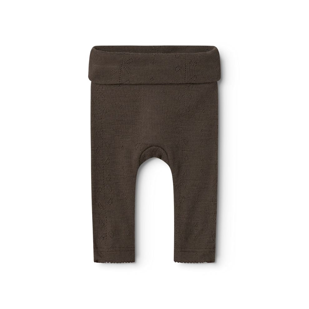 Zacht MarMar Copenhagen Piva pointelle merinowol broekje voor baby – thermoregulerend en kriebelvrij terre bruin