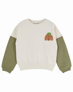 Pull imprimé chien - Écru Pistache - Coton bio - Sweat-shirt bicolore - Emile et Ida - Photo produit - Image 5