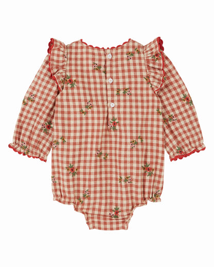 Babyromper met ruitjes en bloemen – Vichy Broderie – Emile et Ida
