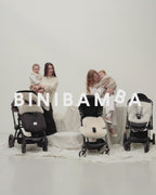 Kinderwagen wanten van Merino schapenvacht - Noir + Milk - BINIBAMBA