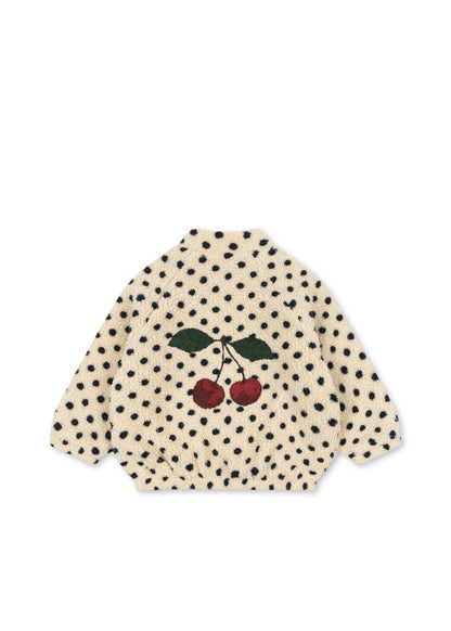 Teddy-Jacke - Jody Embroidery Teddy Jacket GRS - Polka dot/Cherry - Konges Sløjd