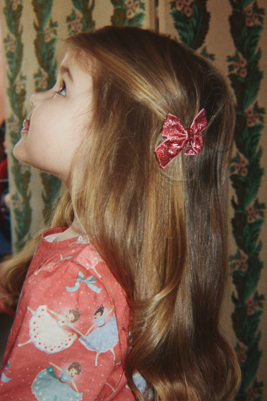 Haarspangen Micki Bow 4er-Pack – Red Glitter & Rose Glitter – Konges Sløjd