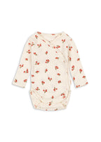 Minnie Newborn Body – Rosa Rouge – Body cache-cœur à imprimé fleuri – Coton biologique GOTS – Konges Sløjd