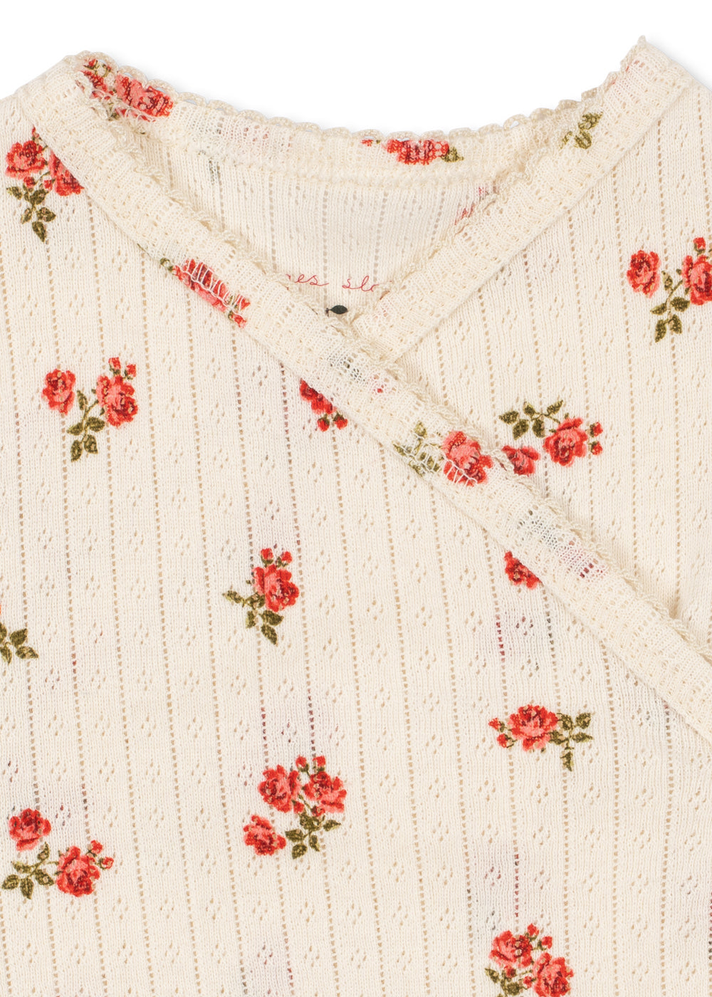 Minnie Newborn Body – Rosa Rouge – Wickelbody mit Blumenprint – GOTS Bio-Baumwolle – Konges Sløjd