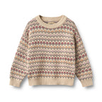 Pull Harlow Jacquard - Blanc cassé - Coton biologique - Devant enfant couleur blé