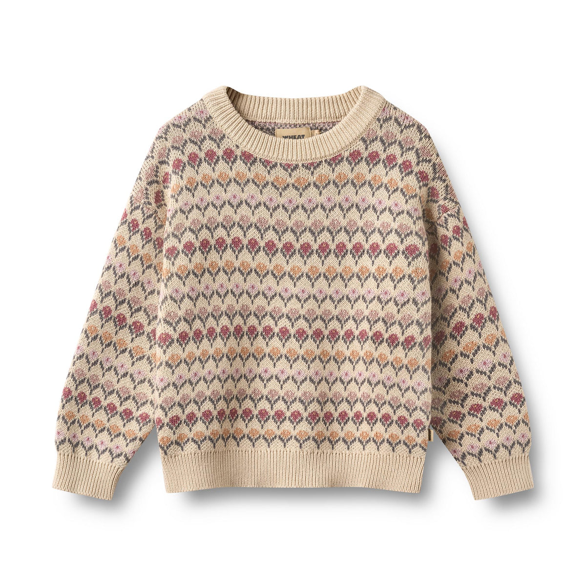 Pull Harlow Jacquard - Blanc cassé - Coton biologique - Devant enfant couleur blé