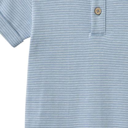 Zomer boxpakje - Jumpsuit S/S Alfred - Biologisch katoen - Faded Blue Stripe/Blauw - Wheat  close up
