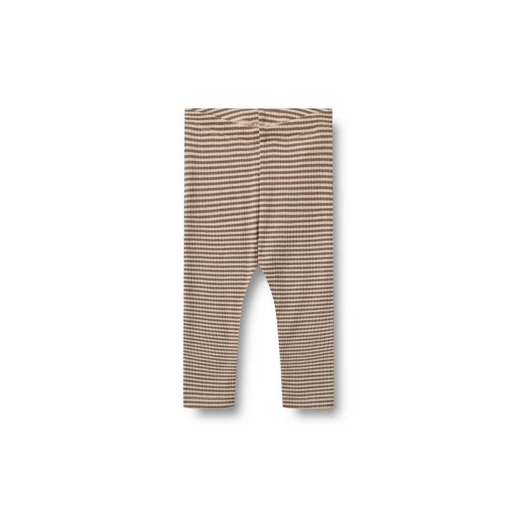Leggings en laine Agi - Rayures Bois - 100 % laine mérinos - Dos couleur blé