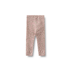 Leggings en laine Agi - Fleurs lilas pâle - 100 % laine mérinos - Dos couleur blé