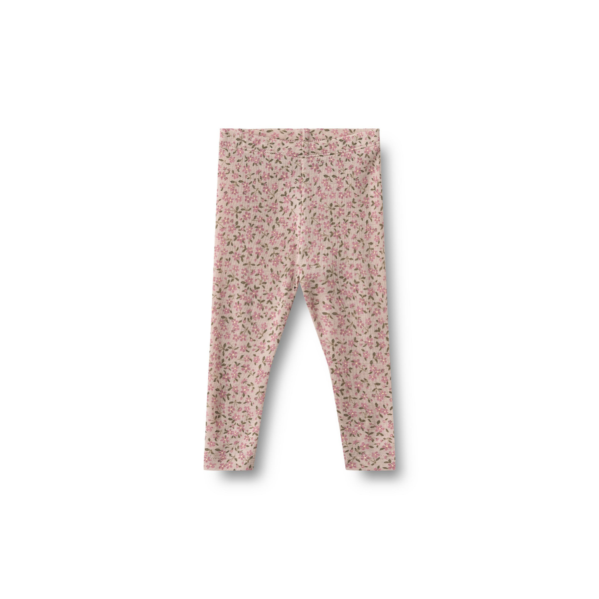 Leggings en laine Agi - Fleurs lilas pâle - 100 % laine mérinos - Couleur blé