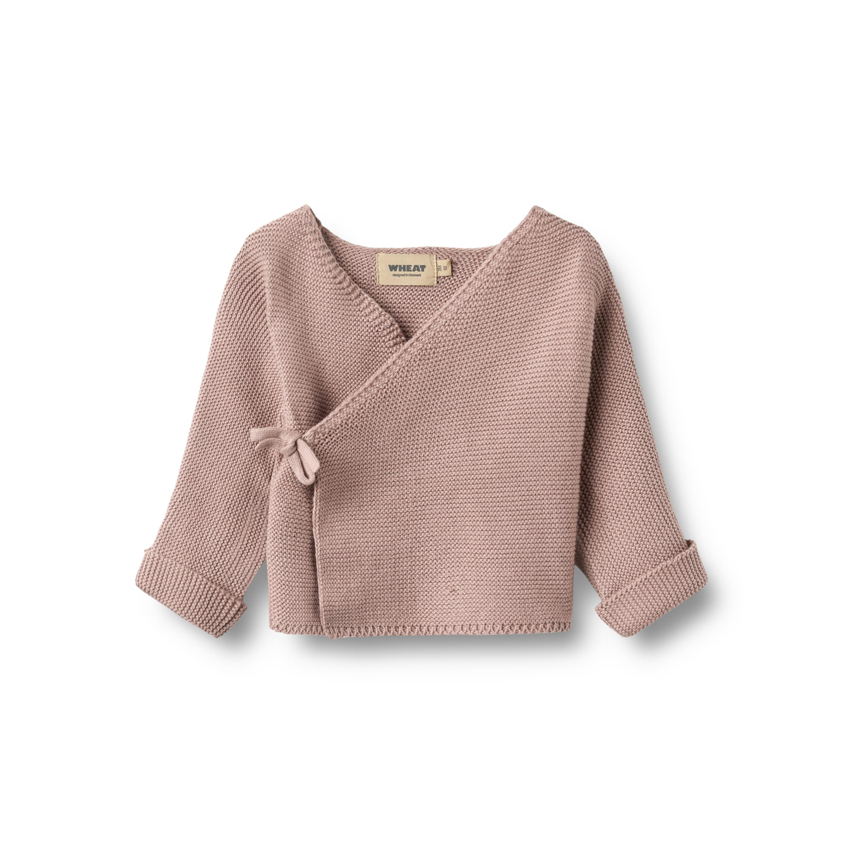 Gilet cache-cœur tricoté - Coton biologique - Rose séchée de blé