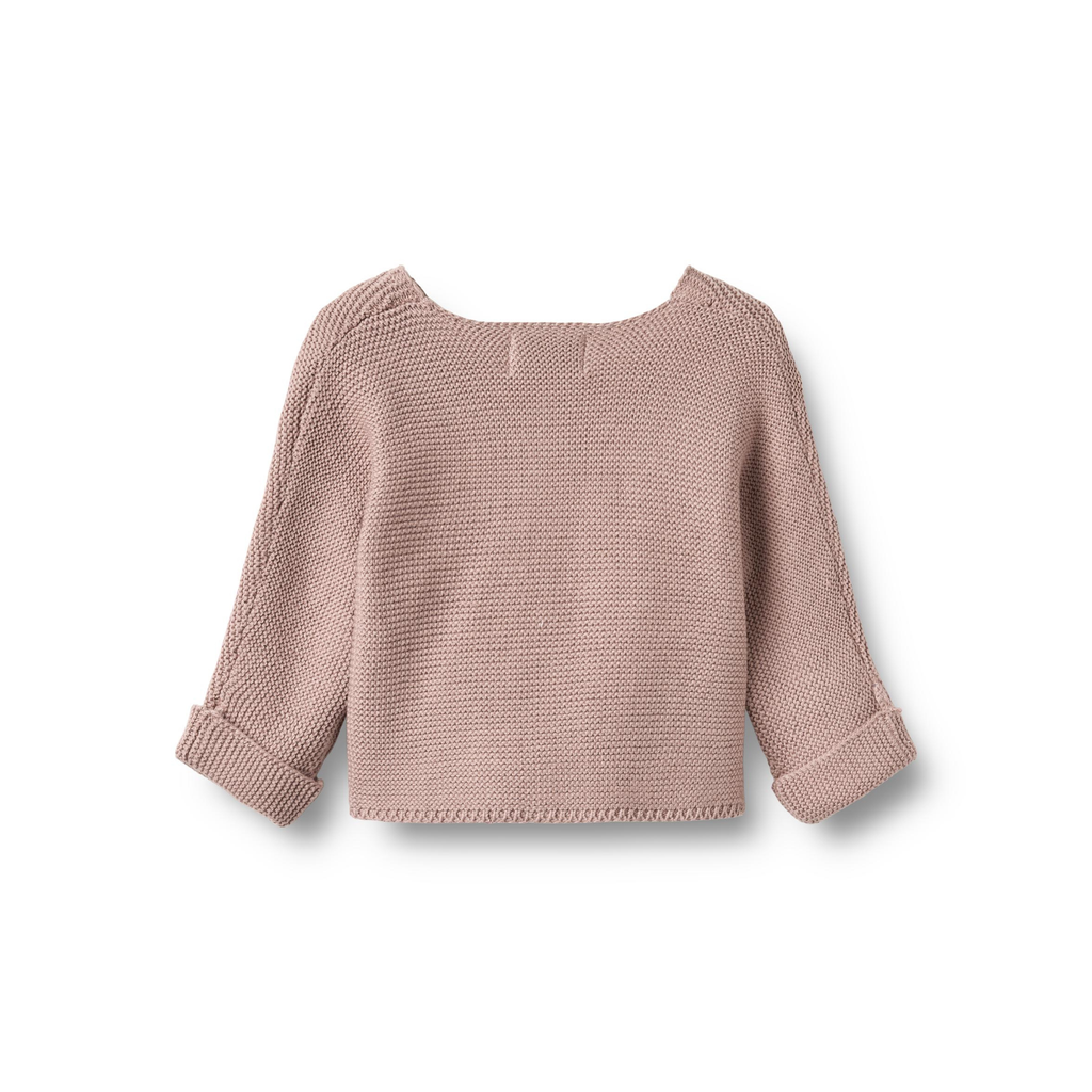 Gilet cache-cœur en maille - Coton biologique - Dos en rose séchée blé