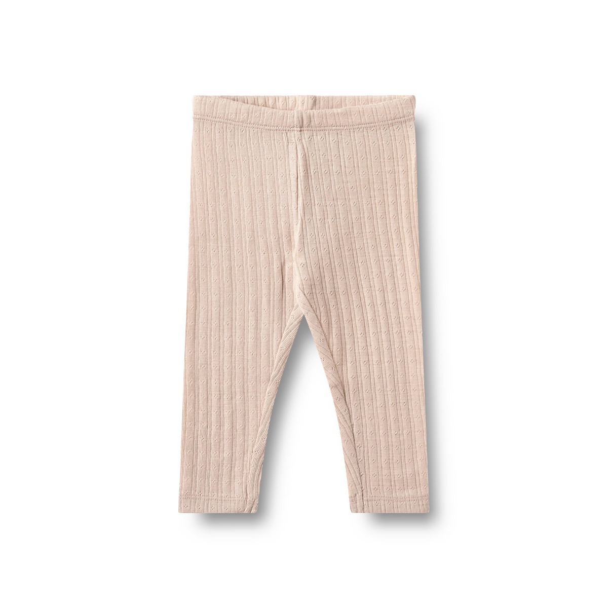 Leggings bébé en laine et soie - Pointelle Agi - Lilas pâle - Laine mérinos et soie - Devant couleur blé